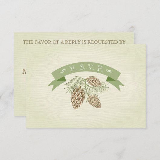 Pine Cones Wedding R.S.V.P. RSVP Kaartje (Voorkant / Achterkant)