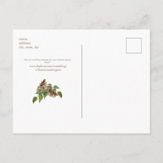 Pine Cones Wedding Website Save the Date Aankondigingskaart (Achterkant)