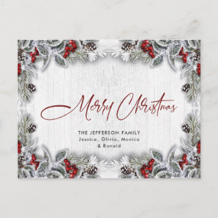 Pine Cones Winter Berry Kerstmis Vakantie Groet Briefkaart
