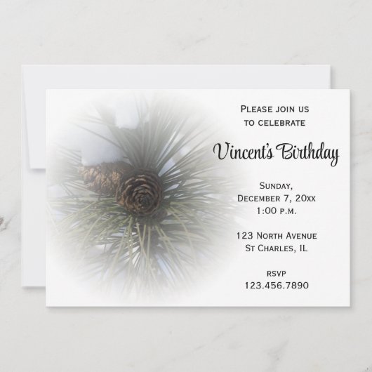 Pine Cones Winter Birthday Party Kaart (Voorkant)