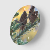 Pine Cones Woodlands Natuur Scene Ronde Klok (Hoek)