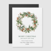 Pine Cones Wreate Kerstfeestdag Magnetic Kaart (Voorkant / Achterkant)