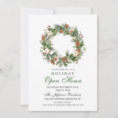 Pine Cones Wreate Kerstfeestdag Open House Kaart (Voorkant)