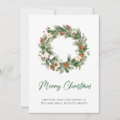 Pine Cones Wreate Kerstmis Corporate Feestdagenkaart (Voorkant)