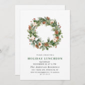 Pine Cones Wreath CHRISTMAS HOLIDAY LUNCHEON Kaart (Voorkant / Achterkant)