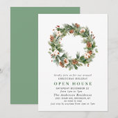 Pine Cones Wreath Holiday CHRISTMAS OPEN HUUSE Kaart (Voorkant / Achterkant)