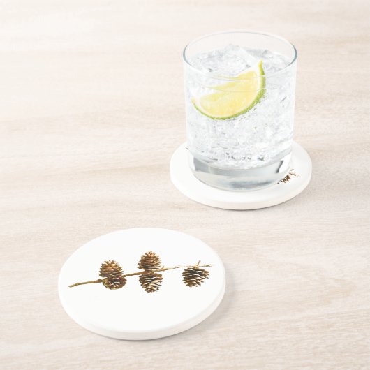 Pine Cones Zandsteen Onderzetter (Zijkant)