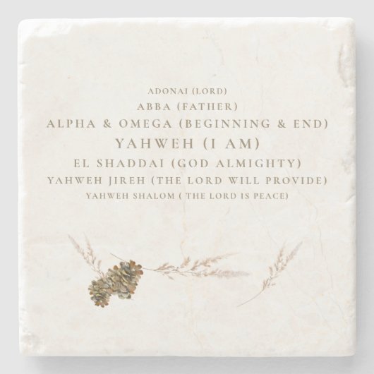 Pine ConesDe namen van God Christelijk Stenen Onderzetter (Voorkant)