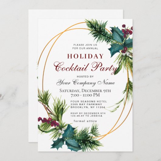 Pine CORPORATE-kerstfeestdag cocktail Party Kaart (Voorkant / Achterkant)