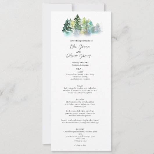 Pine Crest bruiloft menu uitnodiging (Voorkant)