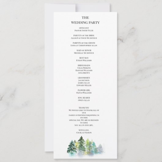 Pine Crest bruiloft uitnodiging (Achterkant)