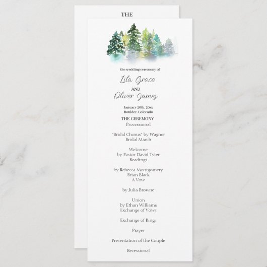 Pine Crest bruiloft uitnodiging (Voorkant / Achterkant)