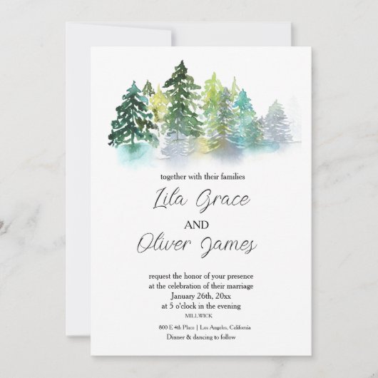 Pine Crest bruiloft uitnodiging (Voorkant)