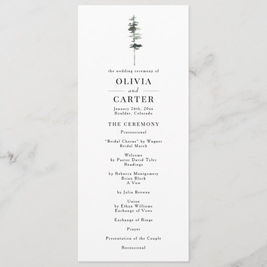 Pine Crest Trouwprogramma Programmakaart (Voorkant)