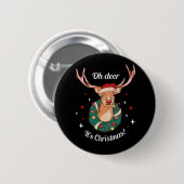 Pine Deer - Kerst Reindeer Kop Ronde Button 5,7 Cm (Voorkant /achterkant)
