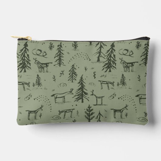 Pine Deer Lake Life - salie groen bos patroon. Etui (Voorkant)
