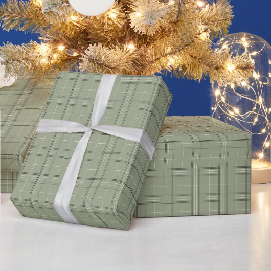 Pine Deer Plaid - saliegroen cabincore tartan. Cadeaupapier (Feestdagen)