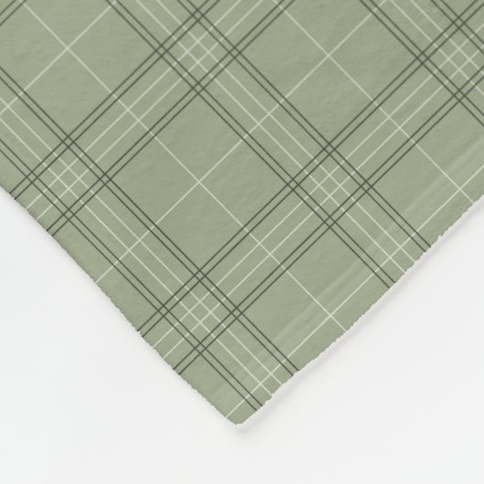 Pine Deer Plaid - saliegroen cabincore tartan.  Fleece Deken (Hoek)