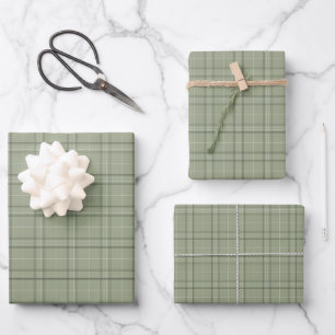 Pine Deer Plaid - saliegroen cabincore tartan. Inpakpapier Vel