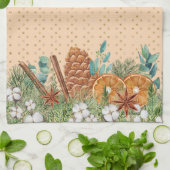 Pine Drop Watercolor Kerst Winter   Theedoek (Gevouwen)