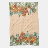 Pine Drop Watercolor Kerst Winter   Theedoek (Verticaal)