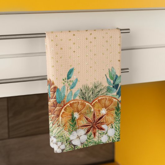 Pine Drop Waterverf Kerstwinter Theedoek