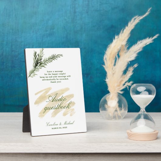 Pine, Emerald en Gold Audio Gastenboek Fotoplaat (Zijkant)