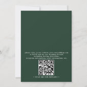 PINE Emerald Green and Gold QR Code Wedding Kaart (Achterkant)