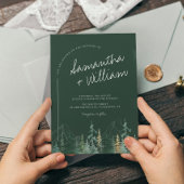 PINE Emerald Groene en Gouden Bergen Bruiloft Kaart