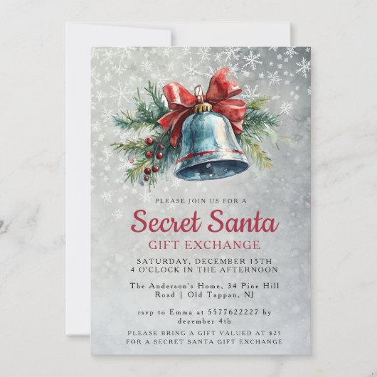 Pine en Bell Grey Geheim Kerstfeest Kaart (Voorkant)