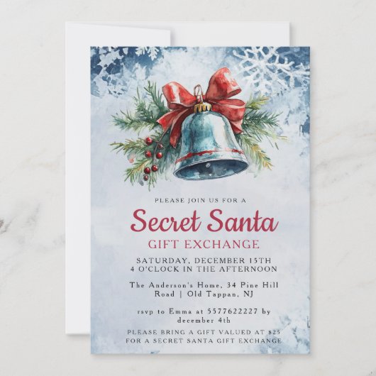 Pine en Bell Winter Geheime Kerstfeest Kaart (Voorkant)