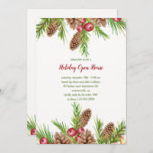 Pine en Berries Holiday Kaart (Voorkant / Achterkant)