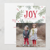 Pine en Berry Joy Holiday-fotokaart Feestdagenkaart (Voorkant / Achterkant)