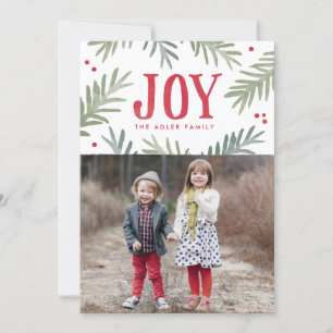 Pine en Berry Joy Holiday-fotokaart Feestdagenkaart