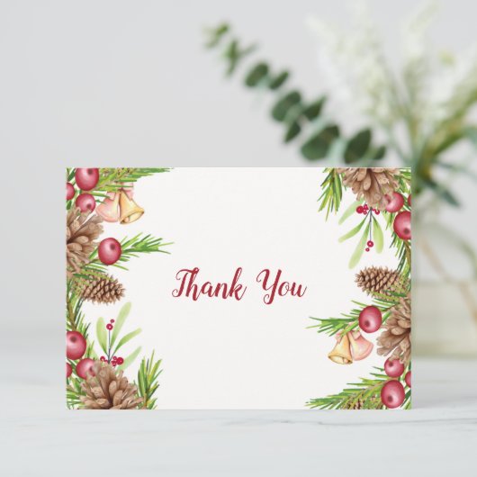 Pine en bessen Hartelijk dank Bedankkaart (Staand voorkant)