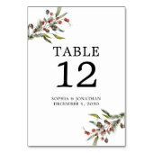 Pine en bessen Winter bruiloft gepersonaliseerd Kaart (Voorkant)