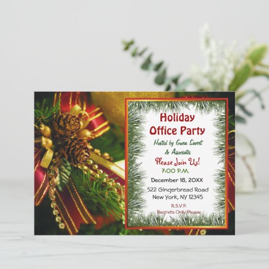 Pine en Bows Kerstuitnodigingen Kaart (Staand voorkant)