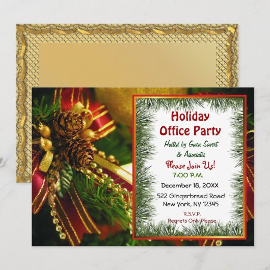 Pine en Bows Kerstuitnodigingen Kaart (Voorkant / Achterkant)