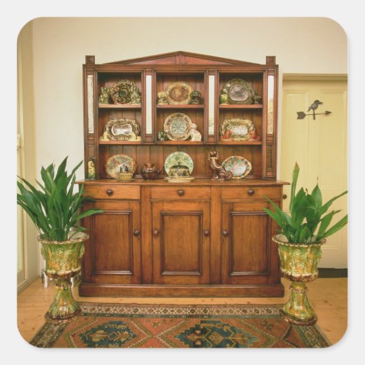 Pine- en cedarist vierkante sticker (Voorkant)