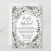 Pine en Eucalyptus Wedding Invite Kaart (Voorkant)