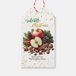 Pine en Kaneel Appels Natuur Kerst Cadeaulabel