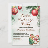 Pine en Ornamenten Christmas Cookie Exchange Kaart (Voorkant)