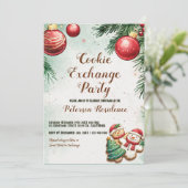 Pine en Ornamenten Christmas Cookie Exchange Kaart (Staand voorkant)