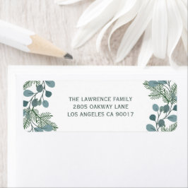 Pine Eucalyptus Foliage kerstfeestdag Adres Etiket