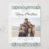 Pine Eucalyptus gebladerte Kerstvakantie Foto Feestdagenkaart (Voorkant)