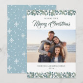 Pine Eucalyptus gebladerte Kerstvakantie Foto Feestdagenkaart (Voorkant / Achterkant)