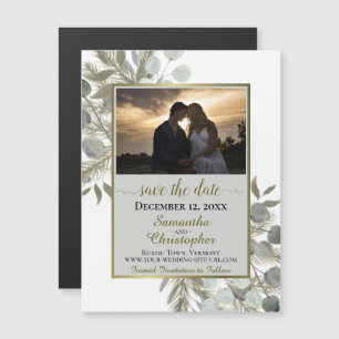Pine Eucalyptus Wedding Save the Date Foto Gray Magnetische Uitnodiging