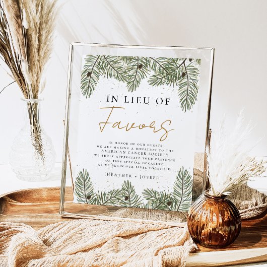 Pine feestelijke bruiloft in plaats van gunsten te poster