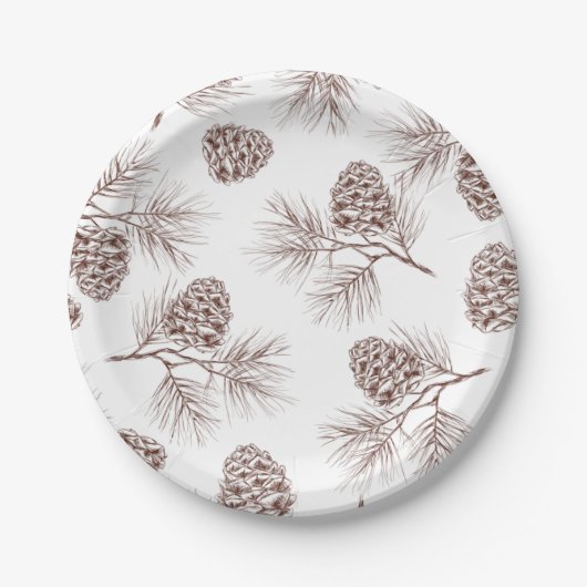 Pine fir kerstboomcedar spruce cons papieren bordje (Voorkant)