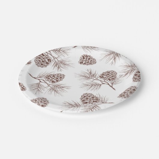 Pine fir kerstboomcedar spruce cons papieren bordje (Gekanteld)